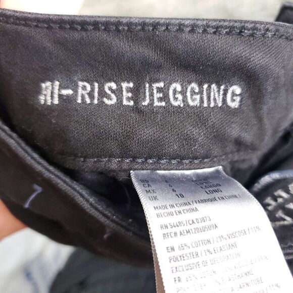 American Eagle Jeans Womens 6 Long High Rise Jeggings Ripped Distressed Black - Picture 9 of 11